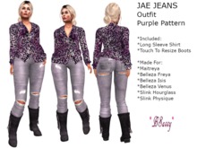 *BSASSY* JAE JEANS OUTFIT PURPLE PATTERN