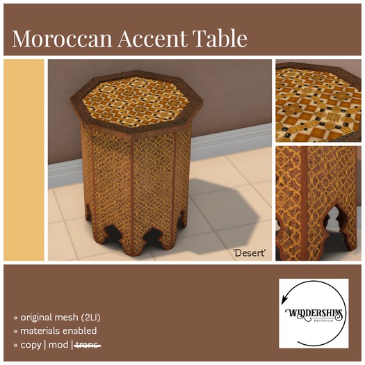 Widdershins - Moroccan Accent Table [Desert]