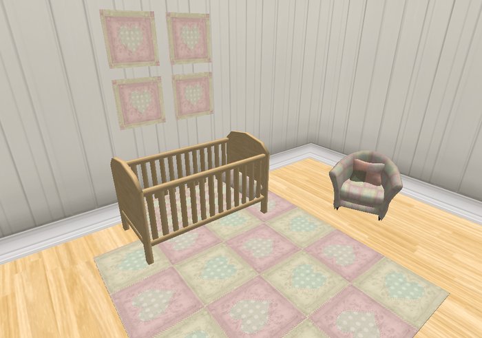 Light Wood Cot Yellow/Pink Bedding