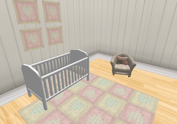 White Cot with Yellow/Pink Bedding