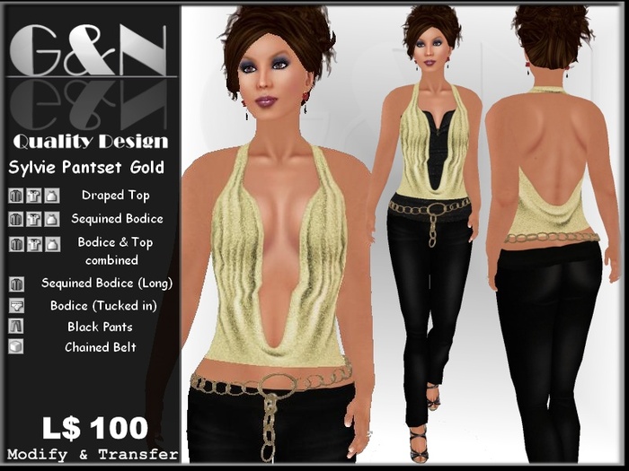 G&N Quality Design Sylvie Pantset Gold