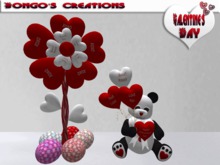 BMC395 HAPPY VALENTINES DAY PANDA & FLOWER BALLOONS.