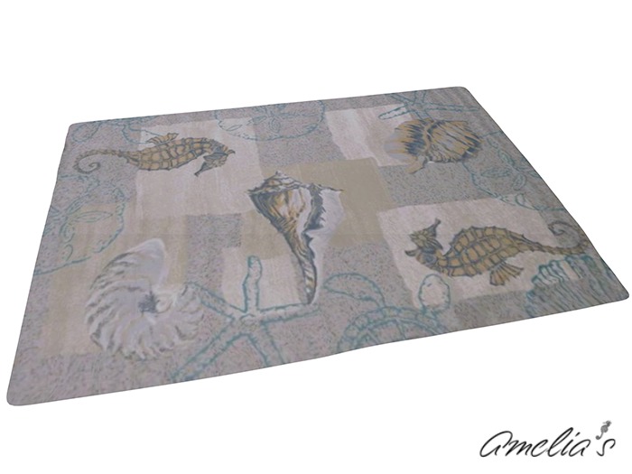 Amelia's Coastal Area Rug (Seahorses & Shells) Boxed