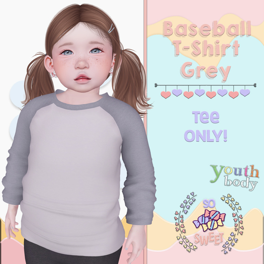 So Sweet -Baseball Tee - Grey - ADD ME
