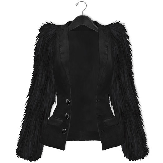 Second Life Marketplace Mimikri Alexis Fur Sleeve Jacket black