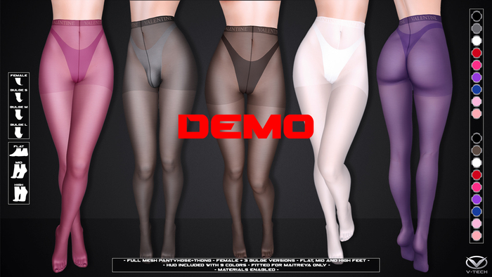 [V-Tech]Mesh Pantyhose+Thong (Female/Bulge) DEMO