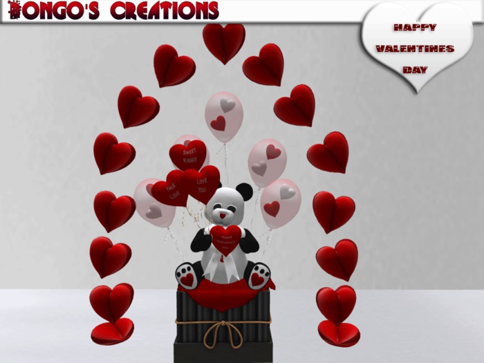 BMC399 - HAPPY VALENTINE'S DAY PANDA & BALLOONS.
