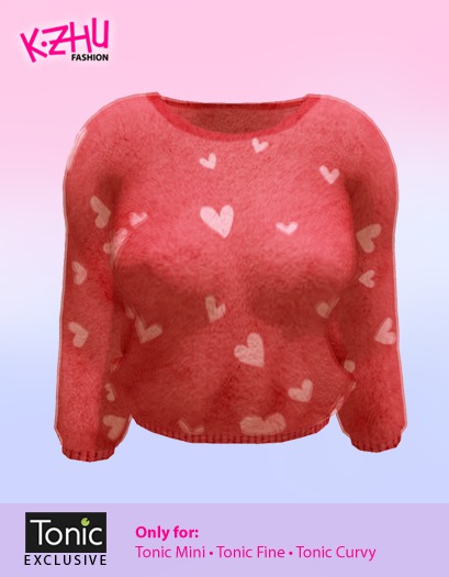 Fleecy Fluffy Sweater (Red Hearts)