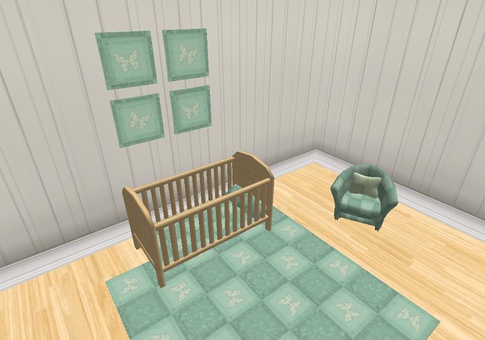 Light Wood Cot with Green Bedding