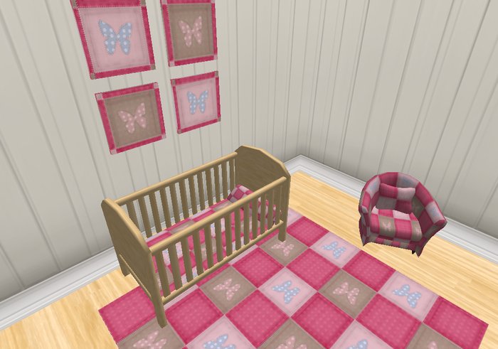 Light Wood Cot with Pink Bedding