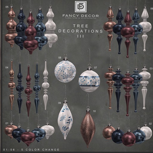 04 Fancy Decor: Finial Ornament B (color change) - Tree Decorations III