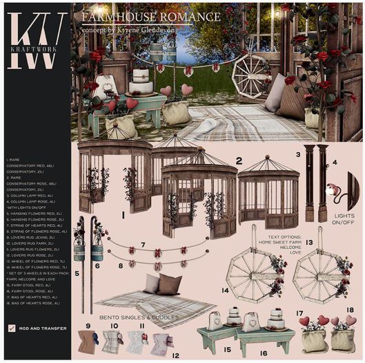 KraftWork Farmhouse Romance . Lovers Rug Flowers