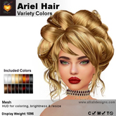 A&A Ariel Hair Variety Colors V2, lush low complexity mesh updo style