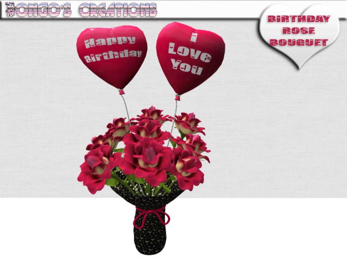 BMC415 - HAPPY BIRTHDAY - BEAUTIFUL ROSE BOUQUET & 2  BALLOONS.