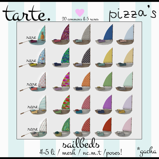 pizza's & tarte. sailbed (purple)