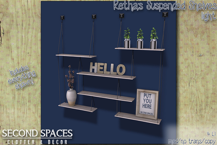 Second Spaces - Retha's Suspended Shelves - light (bxd2)