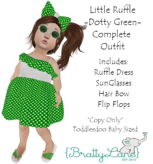 {BL}Little Ruffle Complete Outfit-Dotty Green
