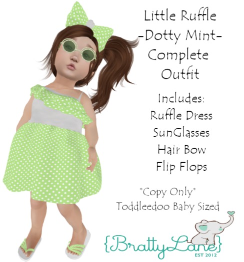 {BL}Little Ruffle Complete Outfit-Dotty Mint(Boxed)