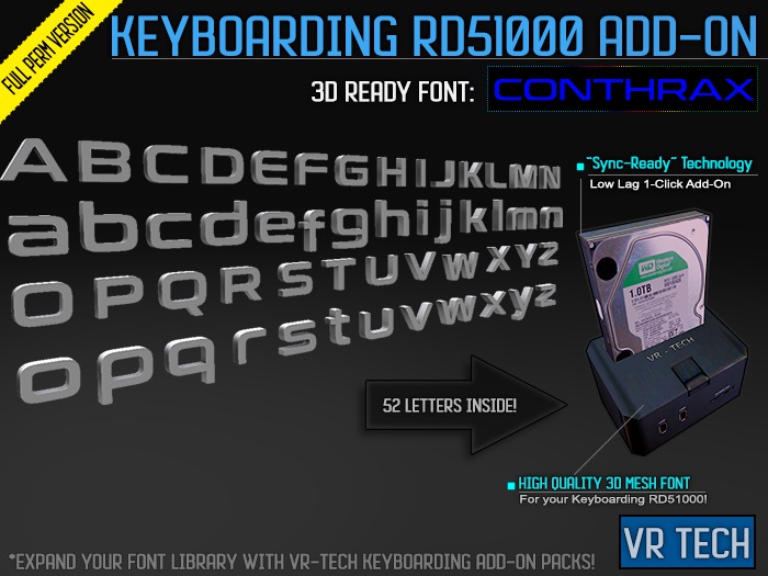 VR-TECH Conthrax FONT ADD-ON For Keyboarding RD51000 FULL PERM WORD CREATOR!