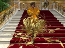 !Clowes - Tiffany Collection "Mesh_Puffy Dress & Plumes Gold" Included Gold Shoes for Slink