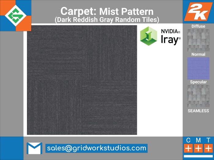 Carpet Curly Mist Pattern(Dark Reddish Gray Random Tiles)