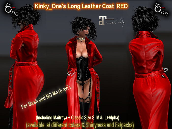 K_One Long Coat RED Leather