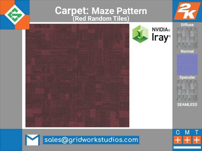Carpet Curly Maze Pattern(Red Random Tiles)