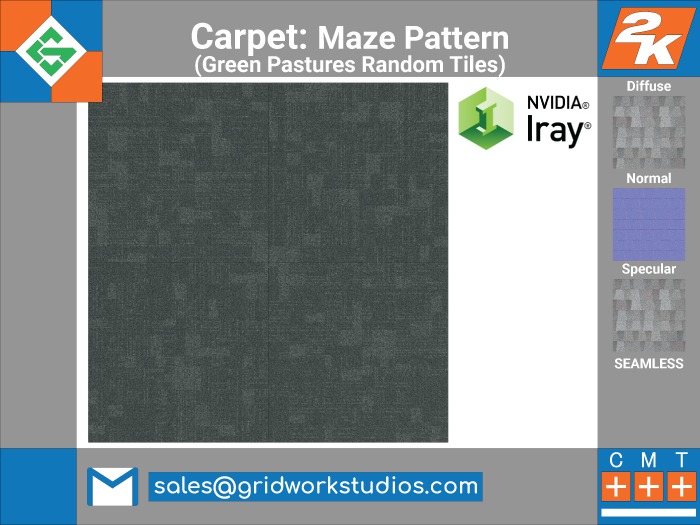 Carpet Curly Maze Pattern(Green Pastures Random Tile