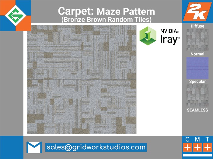 Carpet Curly Maze Pattern(Bronze Brown Random Tiles)