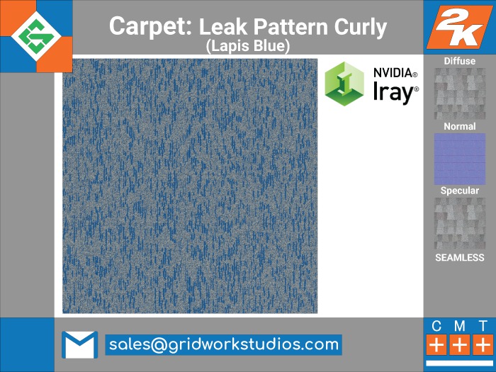 Carpet Curly Leaks Pattern(Lapis Blue)