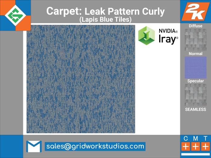 Carpet Curly Leaks Pattern(Lapis Blue Tiles)