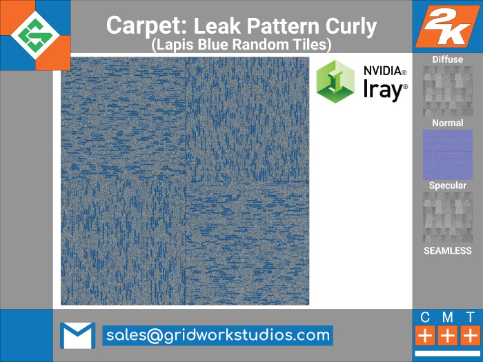 Carpet Curly Leaks Pattern(Lapis Blue Random Tiles)
