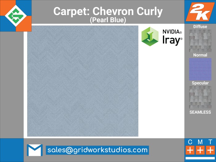 Carpet Curly Chevron(Pearl Blue)