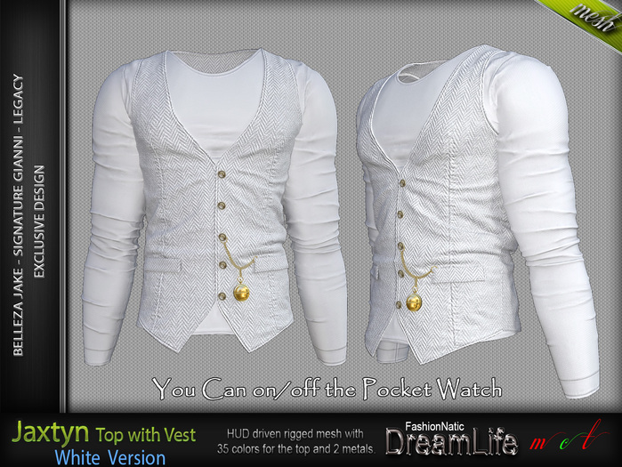 FashionNatic - Jaxtyn Vest with Top White - Signature Gianni, Belleza Jake, Legacy