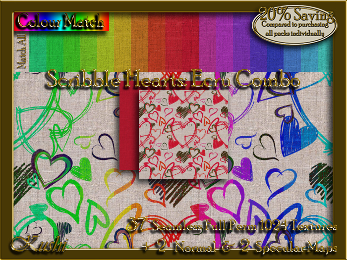 !Kushi! ScribbleHeartsECRUCOMBO Textures -WearToUnpack