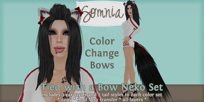 .: Somnia :. Tied with a Bow Neko Set in Black Night