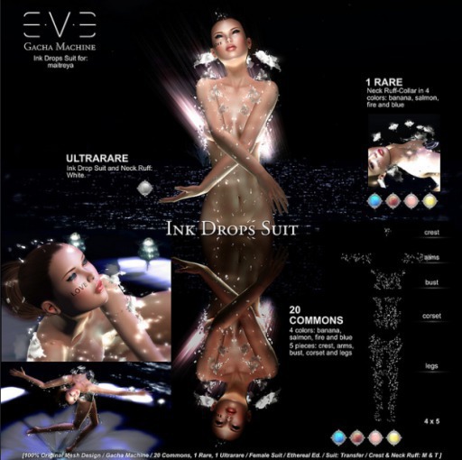 E.V.E Ink Drops Suit- Necklace RARE
