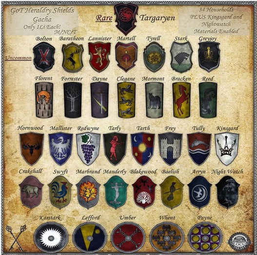 ~*S.E.*~ GoT Heraldry Shields - Swyft