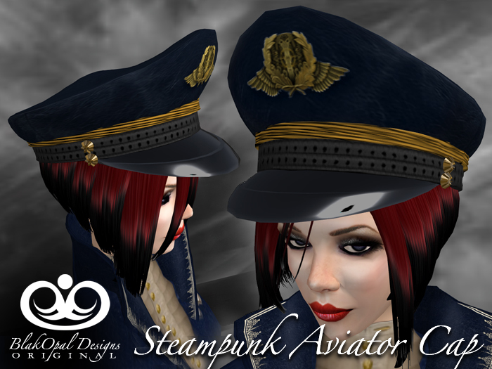 Steampunk Lady Aviator Cap - Blue