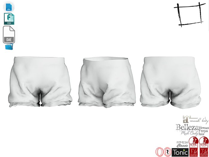 Dae Obj FBX For Wonders Girls Shorts Slink, Maitreya, Ocacin Voluptuous, Belleza, Tonic