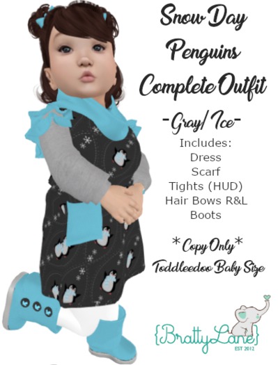{BL}Snow Days Penguin Complete Outfit-Gray/Ice