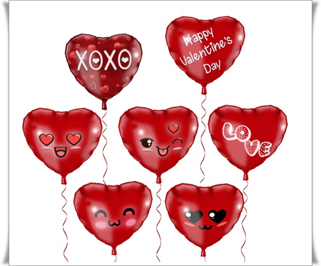 Valentine single balloons pack 3