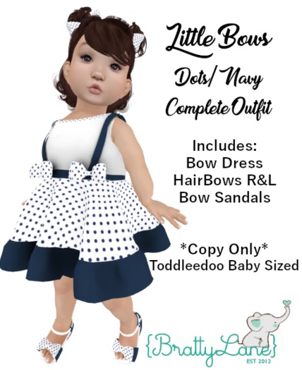 {BL}Little Bows Complete Outfit-Dots/Navy