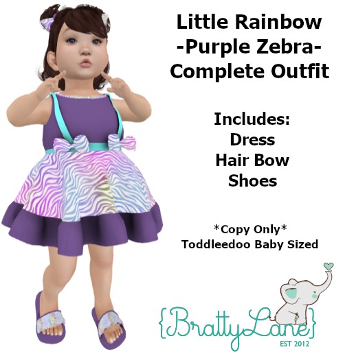 {BL}Little Rainbow Complete Outfit-Purple/Zebra