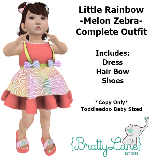 {BL}Little Rainbow Complete Outfit-Melon/Zebra