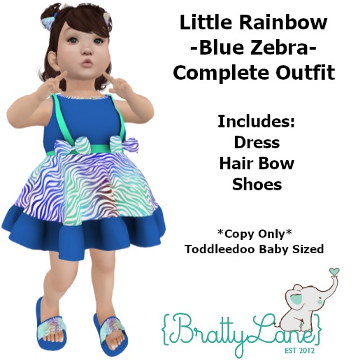 {BL}Little Rainbow Complete Outfit-Blue/Zebra