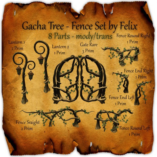 Gacha Tree Fence Set by Felix *Fence End right* 1 Prim