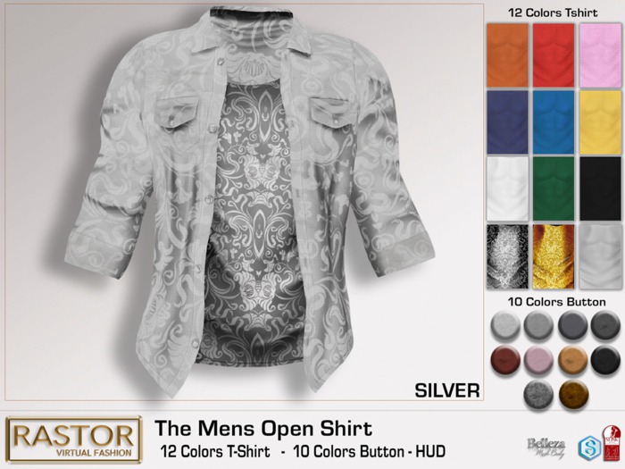 RASTOR The Men's Open Shirt SILVER
