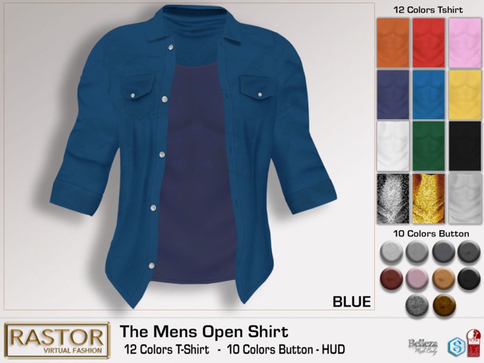 RASTOR The Men's Open Shirt BLUE