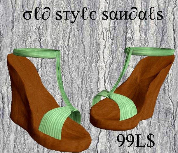 ⓗⓑ ⓓⓔⓢⓘⓖⓝⓢ Photorealistic/Old Style Sandals Green/Wood